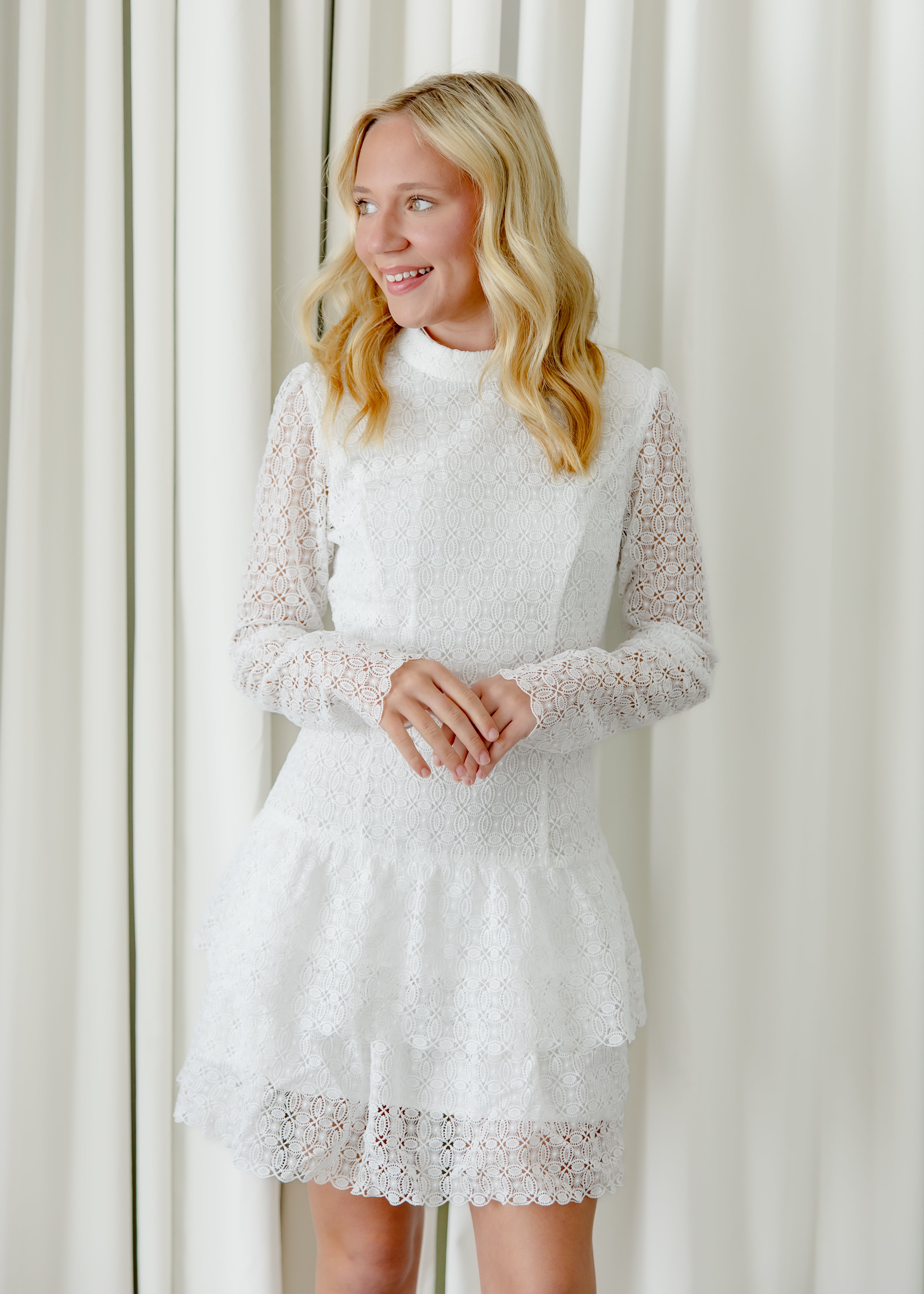 Luna Long Sleeve Lace Tiered Dress