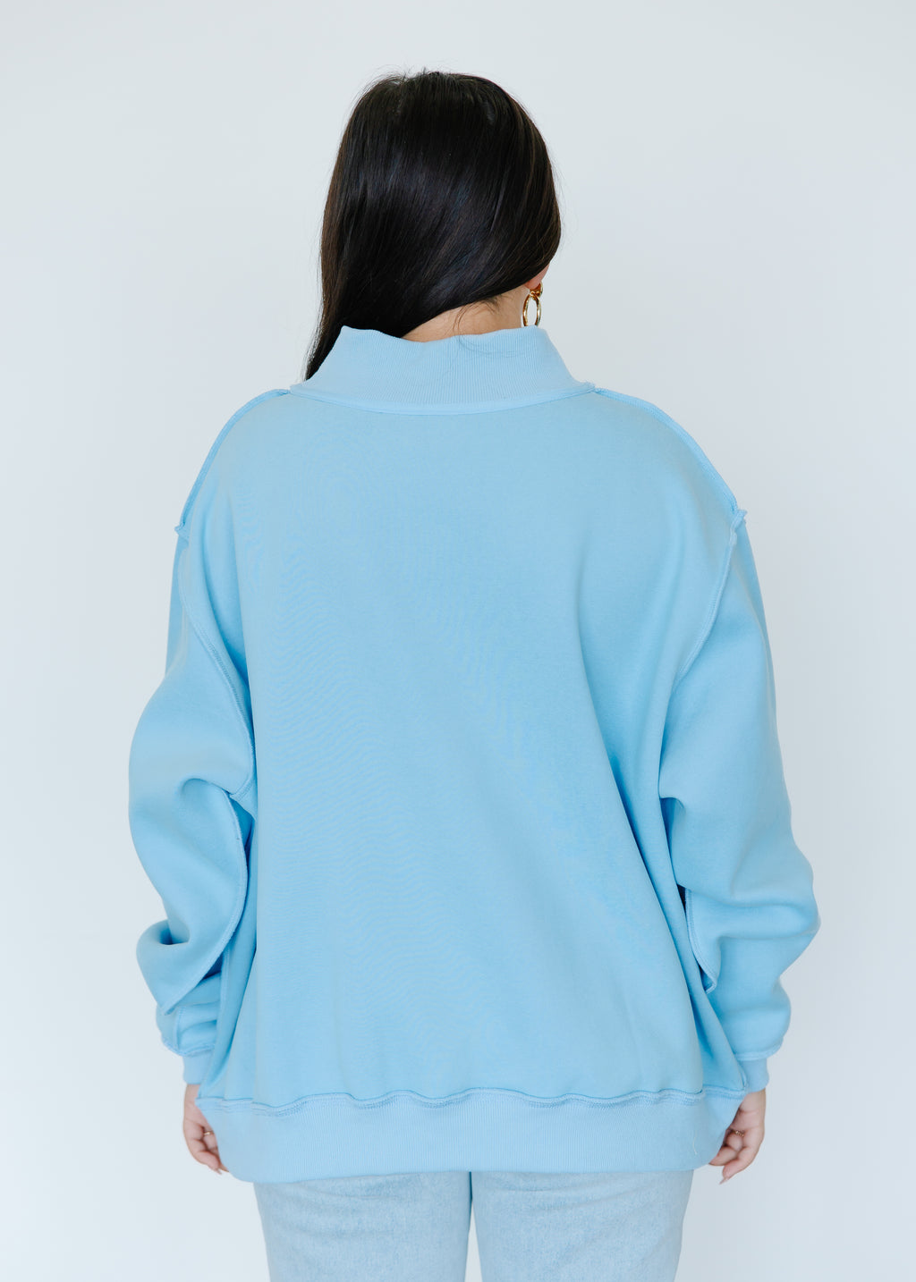 Jesus Saves Print Mock Neck Sweatshirt