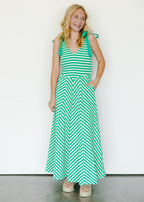 Braelyn Striped Bow-Strap Maxi Dress