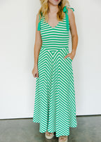 Braelyn Striped Bow-Strap Maxi Dress