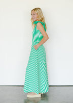 Braelyn Striped Bow-Strap Maxi Dress