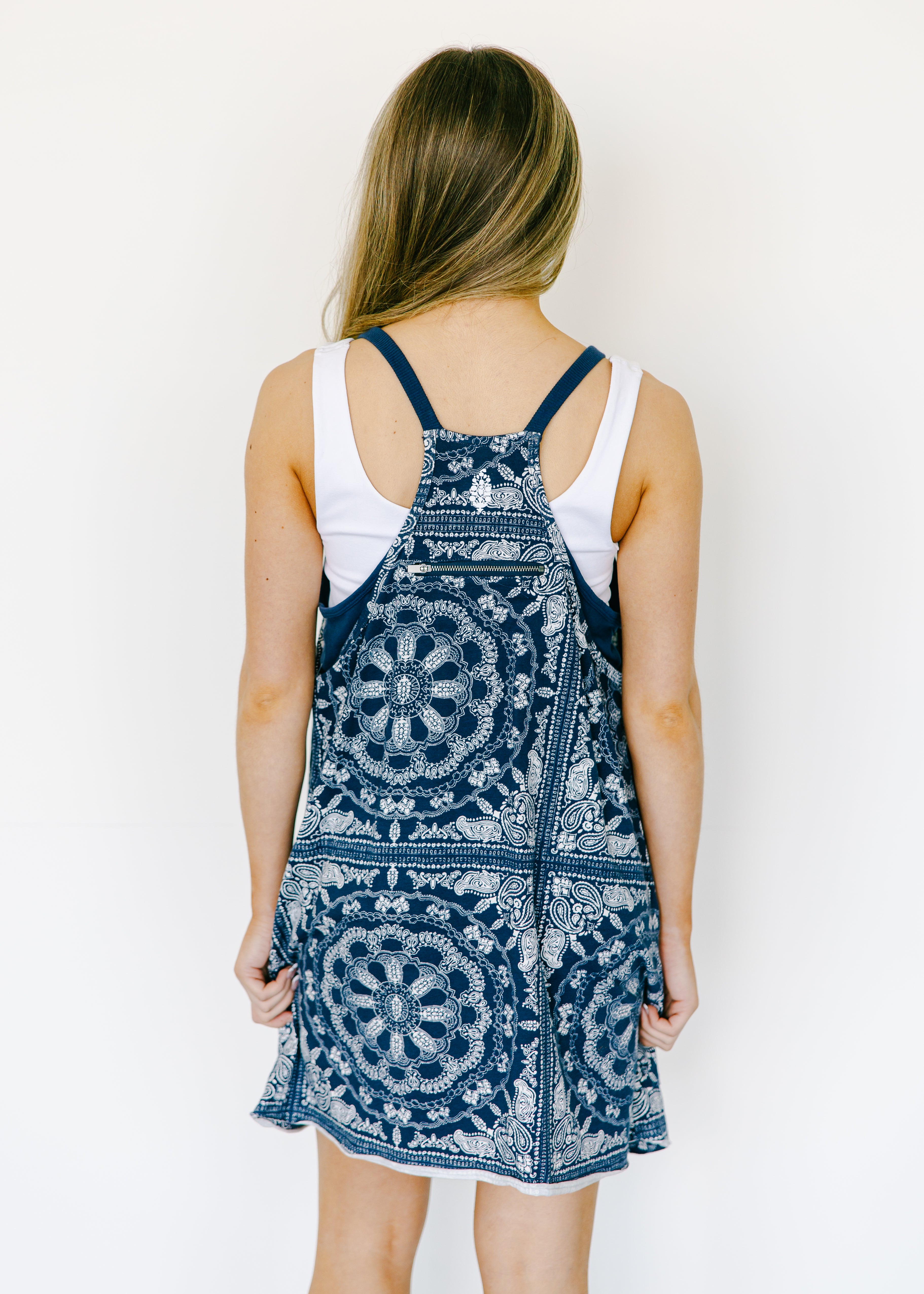 FP Movement Women's Hot Shot Mini Dress, XL, Bandana Navy Combo