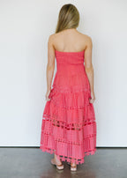 Seraphina Eyelet Tiered Tube Midi Dress