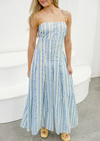 Juniper Shoulder-Tie Printed Midi Dress