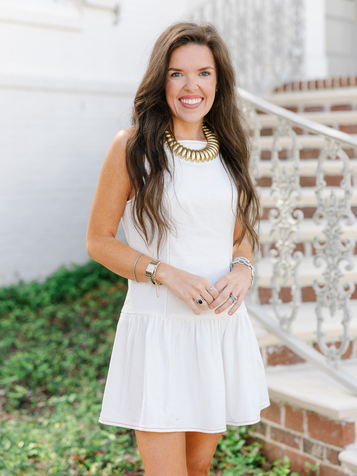 Ella Boat Neck Denim Dress