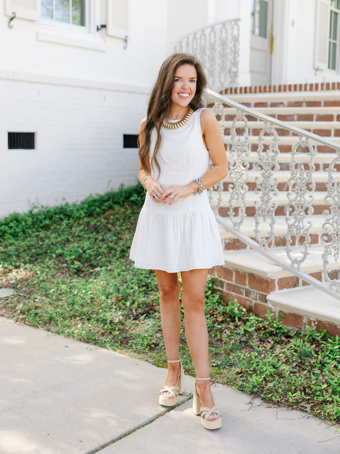 Ella Boat Neck Denim Dress