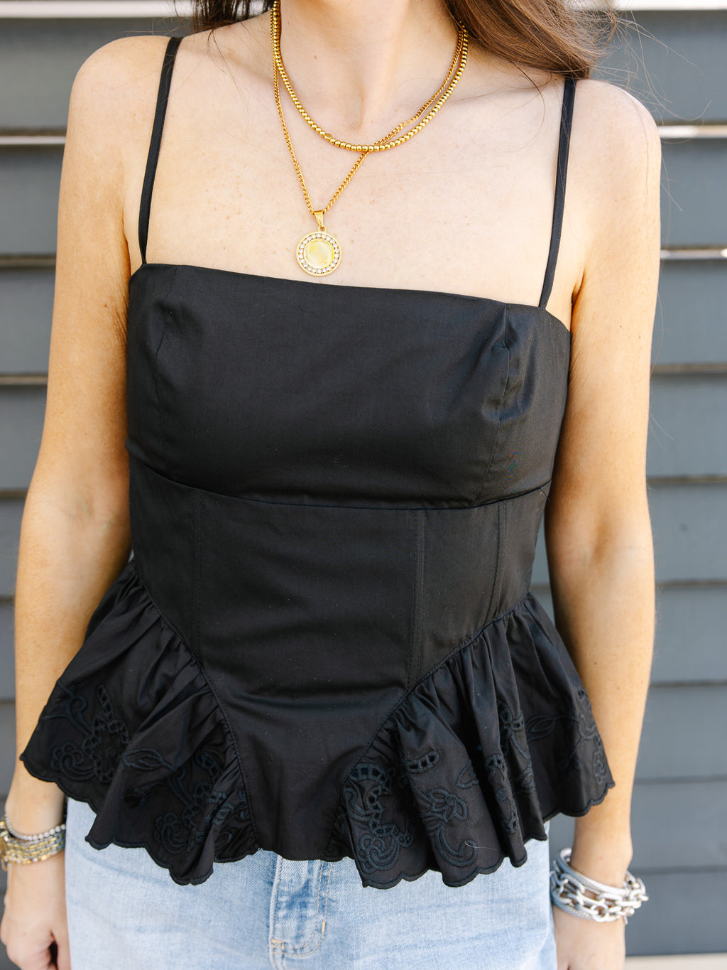 Aubrie Peplum Sleeveless Tank Top