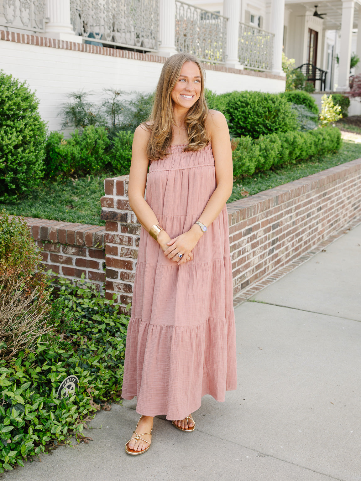 tiered summer maxi dress Hannah Tiered Summer Maxi Dress Vintage White / M