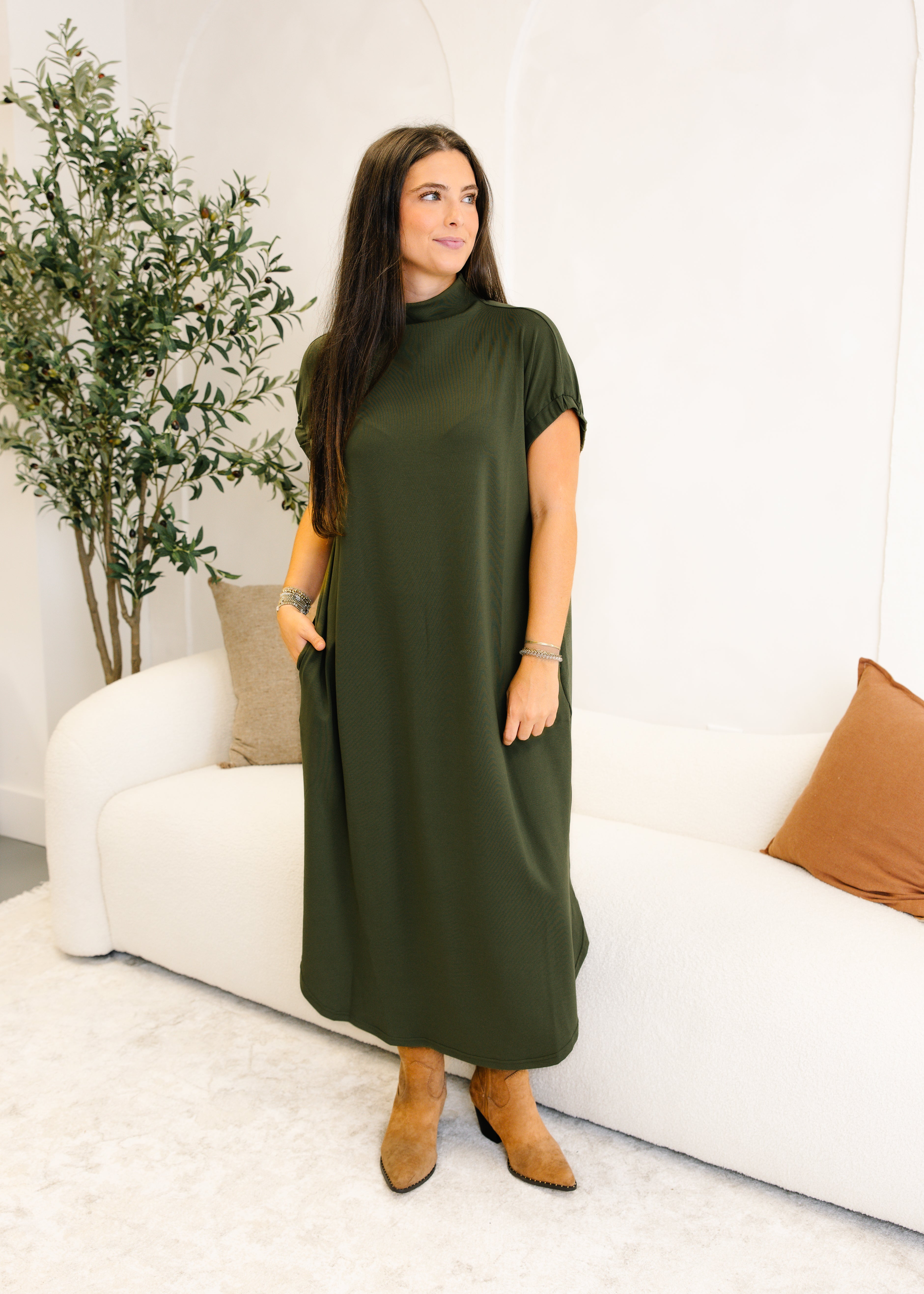 Noelle Mock Neck Midi Dress