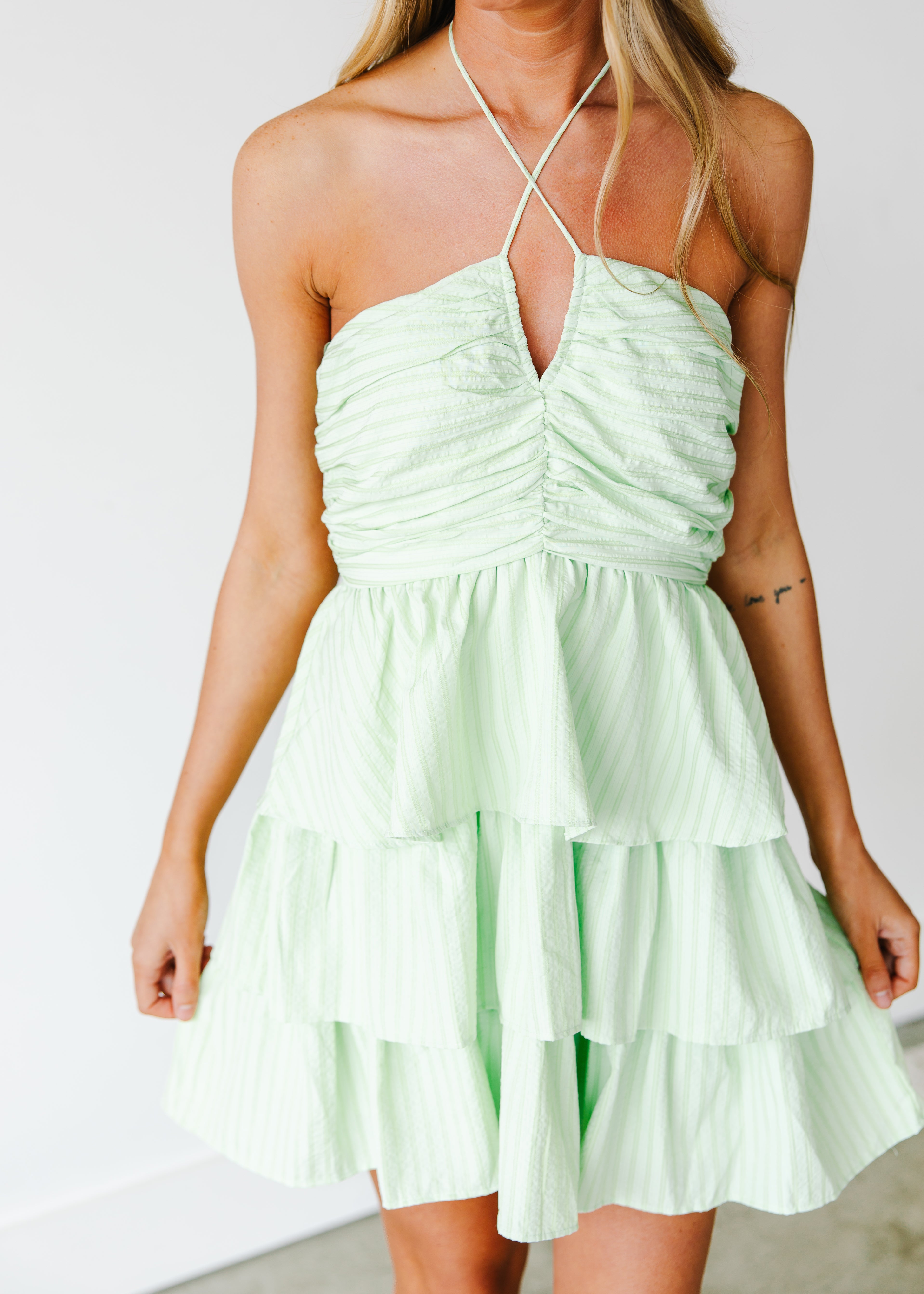 Lilah Tiered Halter Mini Dress