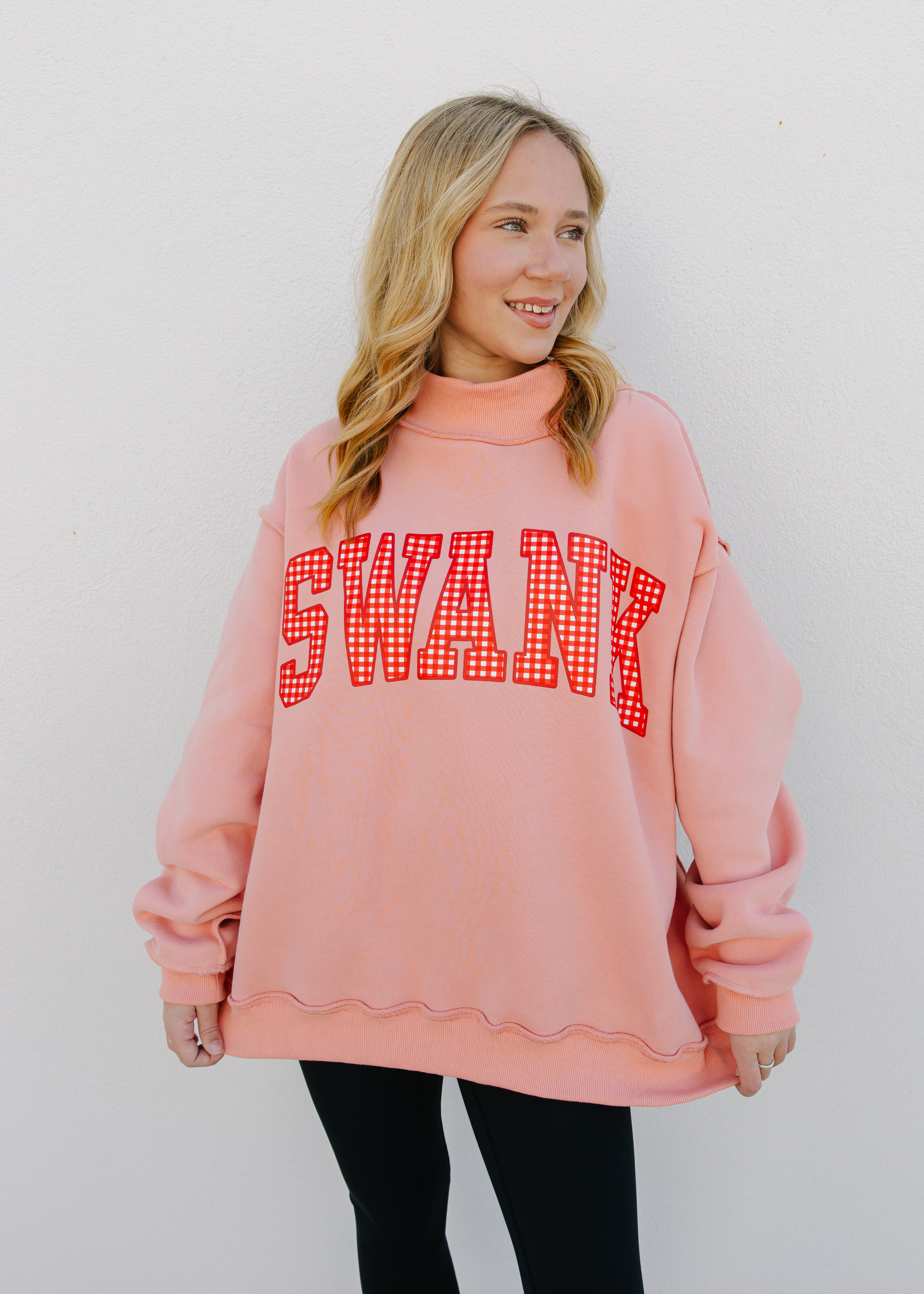 PREORDER Swank Gingham Printed Mock Neck