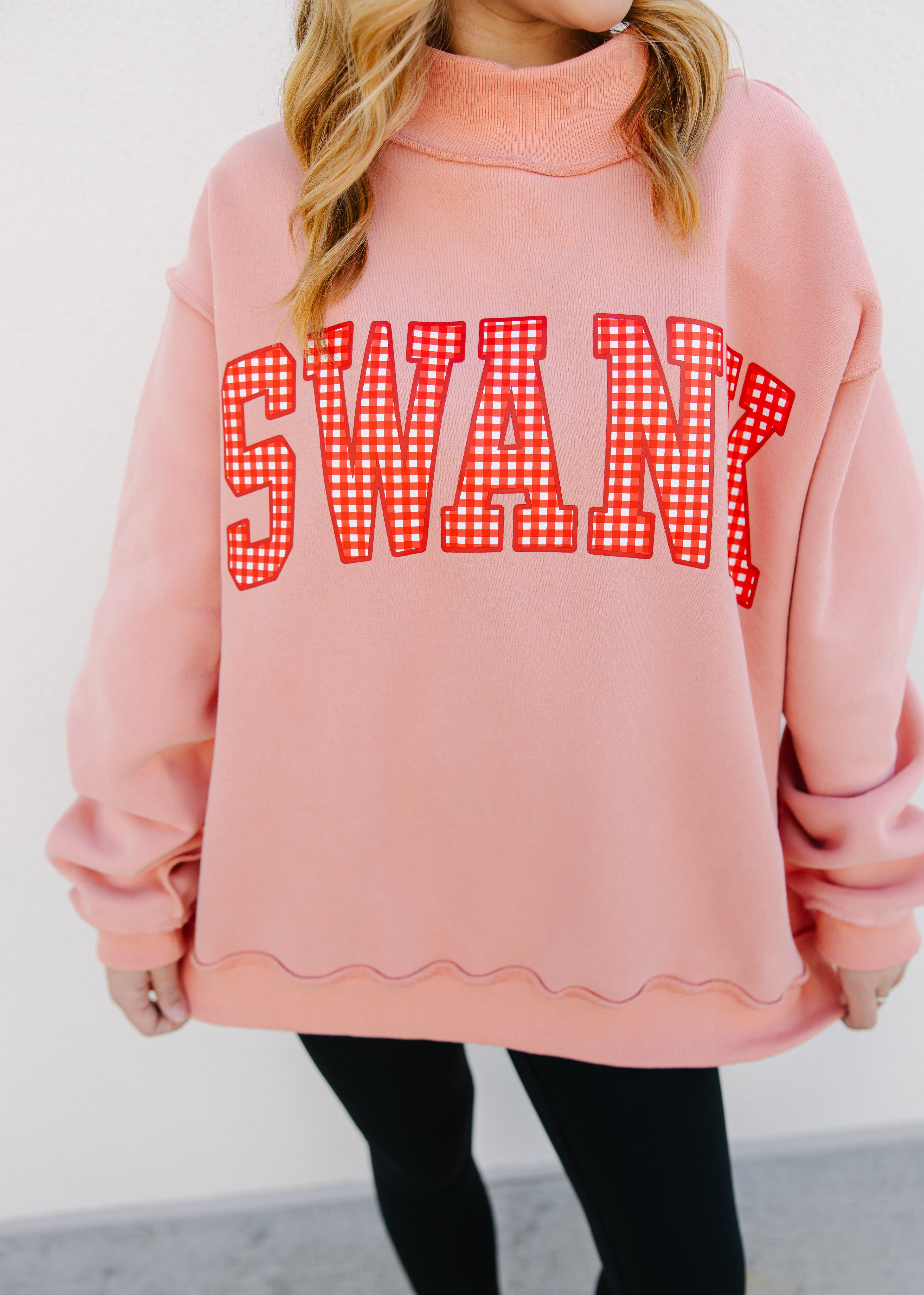 PREORDER Swank Gingham Printed Mock Neck