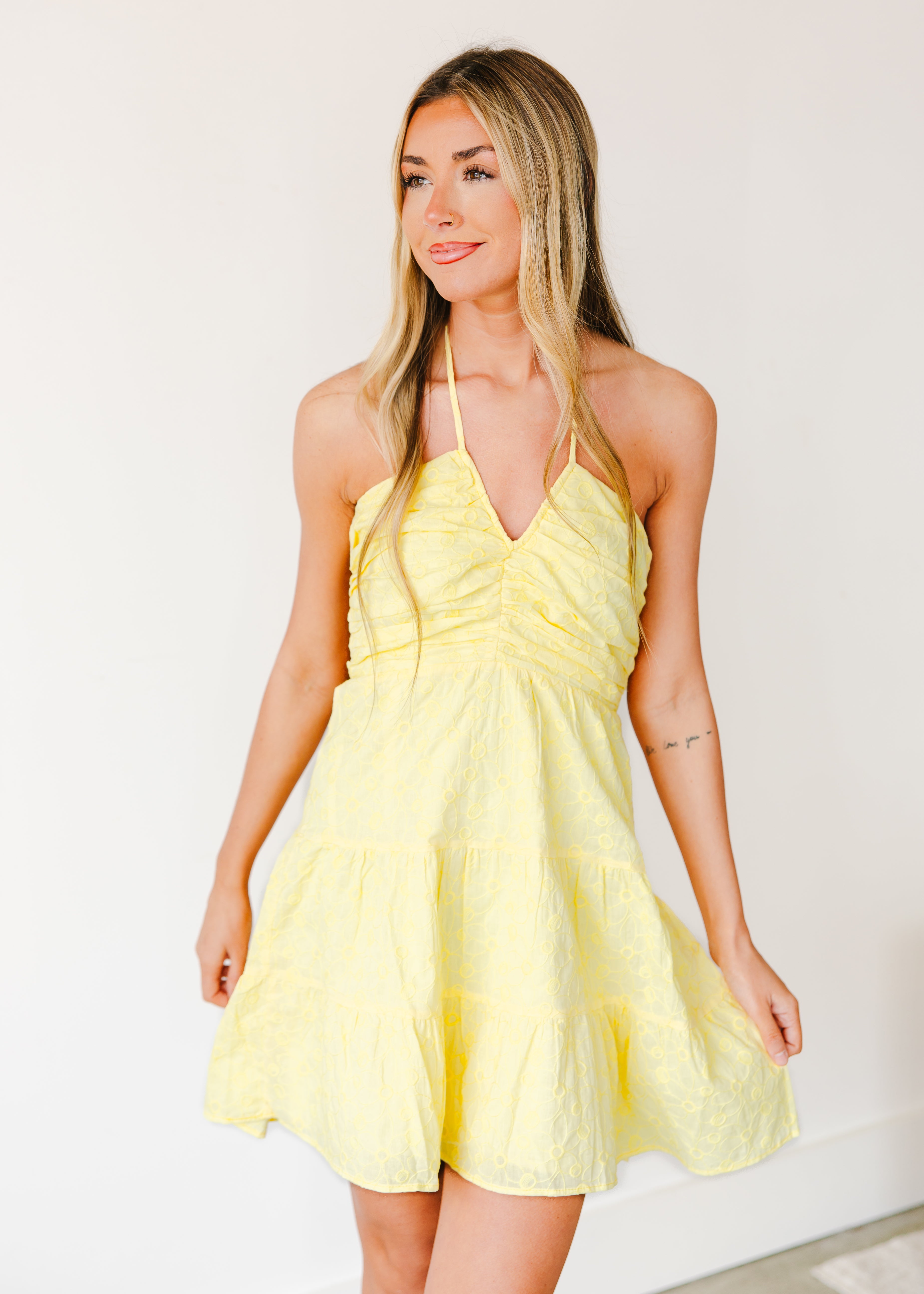 Chelsea Embroidered Halter Dress