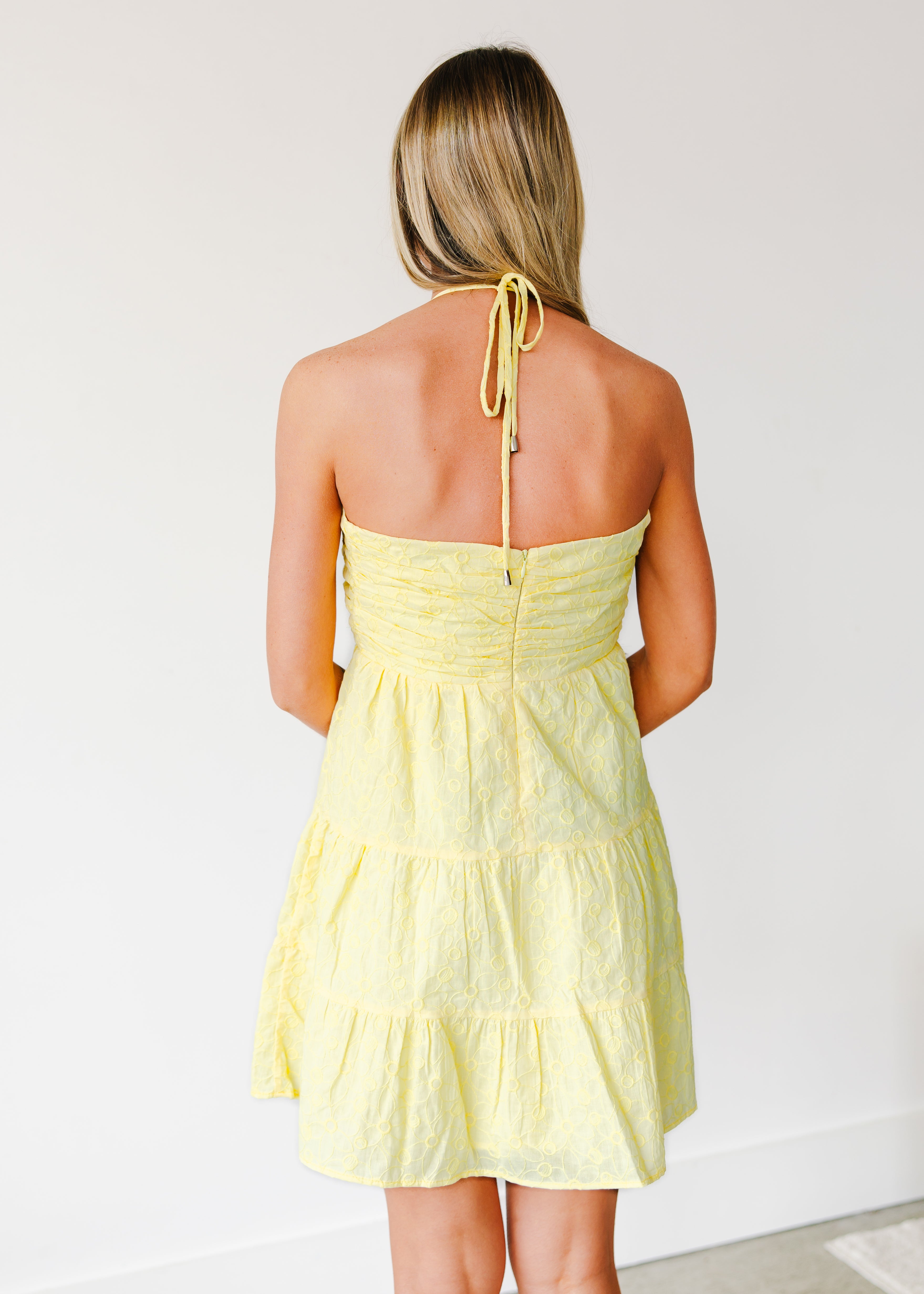 Chelsea Embroidered Halter Dress