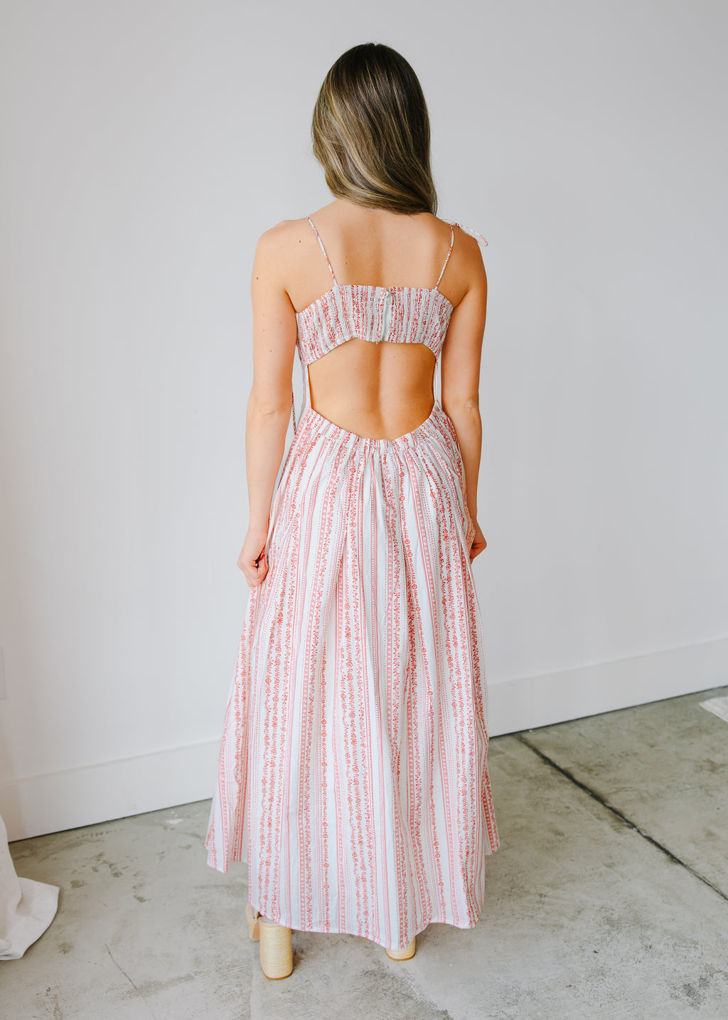 Juniper Shoulder-Tie Printed Midi Dress