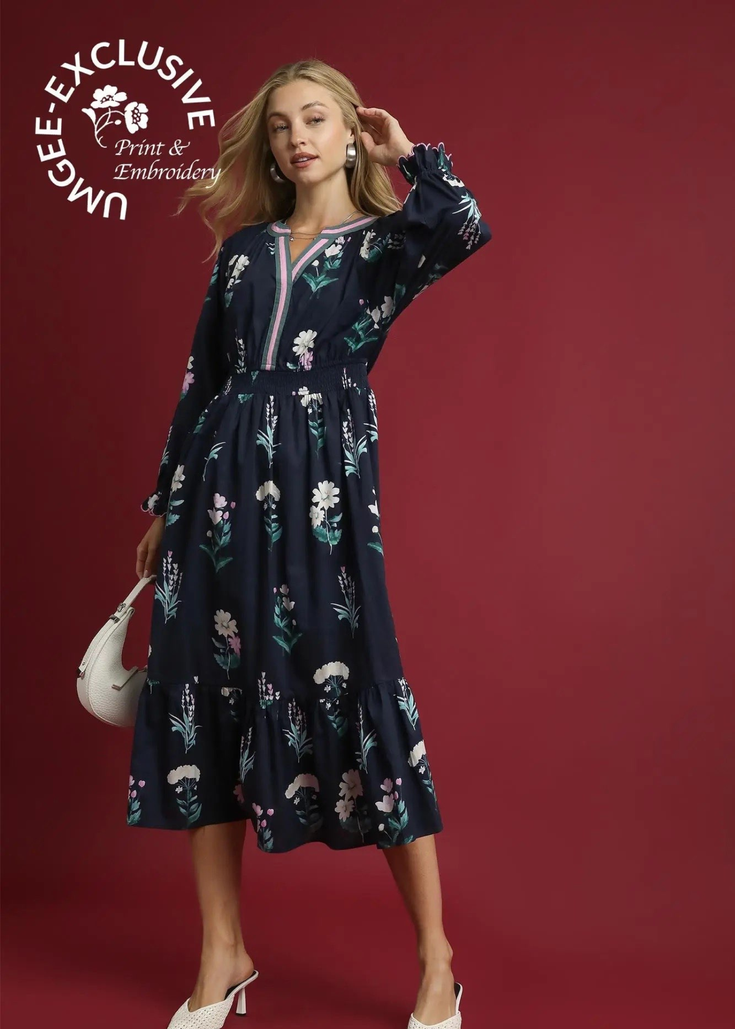 Fiona Floral Print Midi Dress