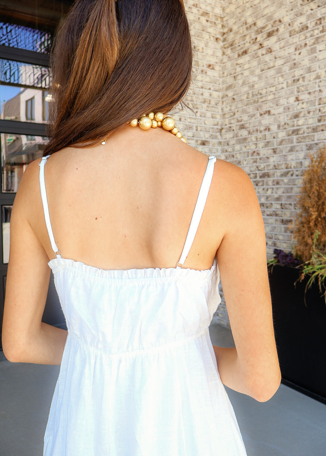White Woven Tiered Midi Dress