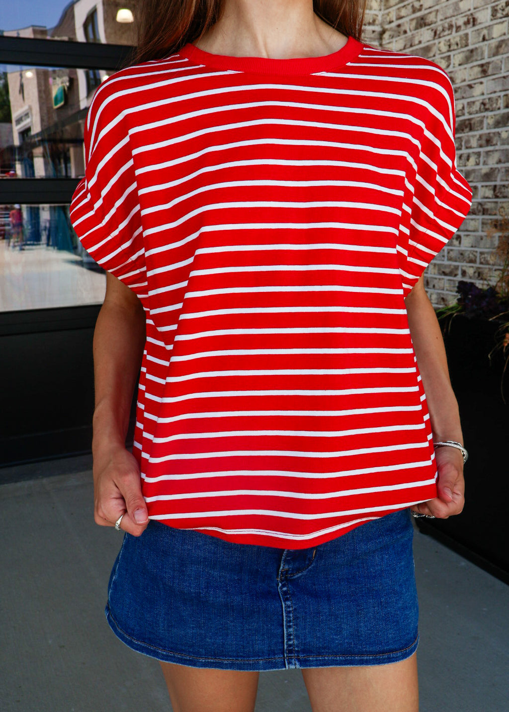 Zoe Striped Easy Knit T-Shirt Top