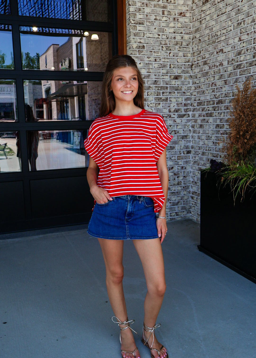 Zoe Striped Easy Knit T-Shirt Top