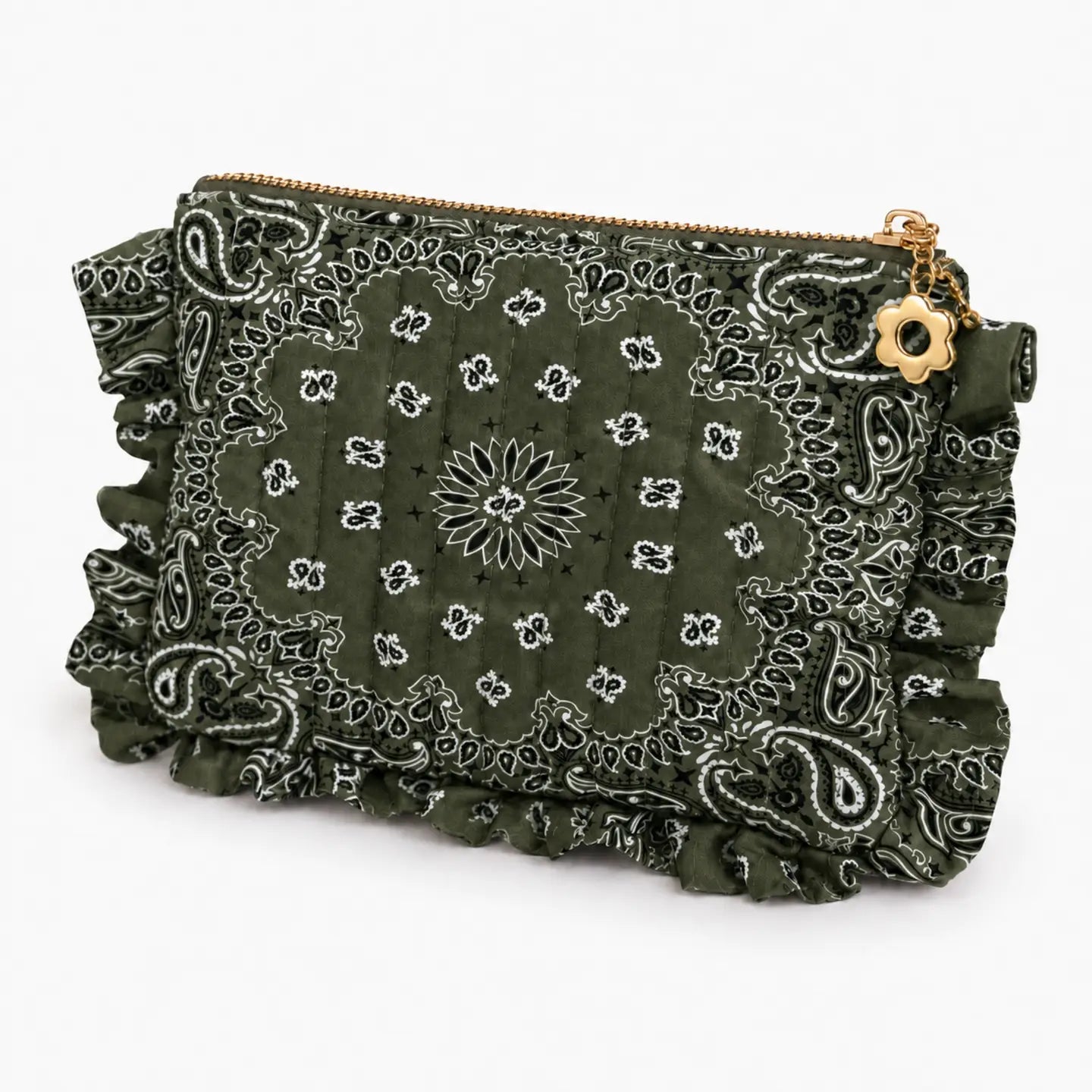 Bandana Ruffle Quilted Cosmetic Pouch