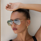 Logan Acetate Aviator Sunglasses - Gold/Fade Green