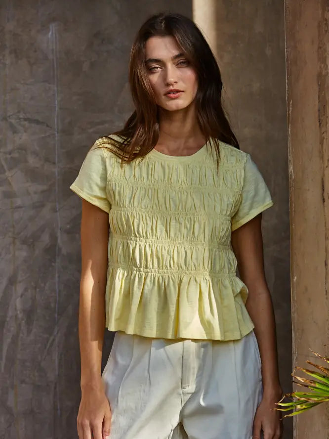Morgan Woven Smocking Detail Top