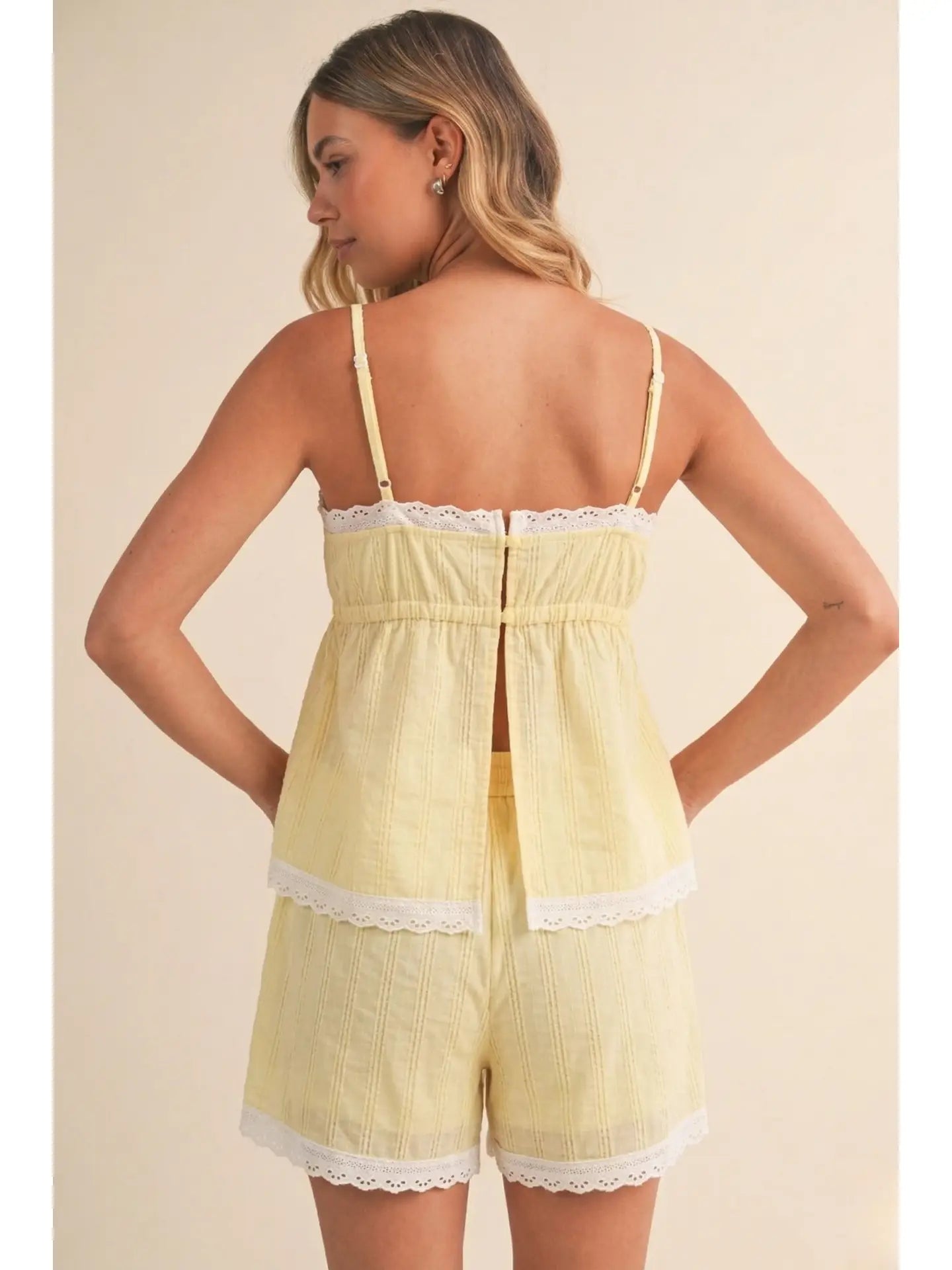 Eyelet Smocked Peplum Top and Shorts