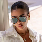 Shay Aviator Sunglasses - Tortoise/Solid Grey