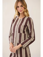 Rory Striped Front Button Closure Jacket