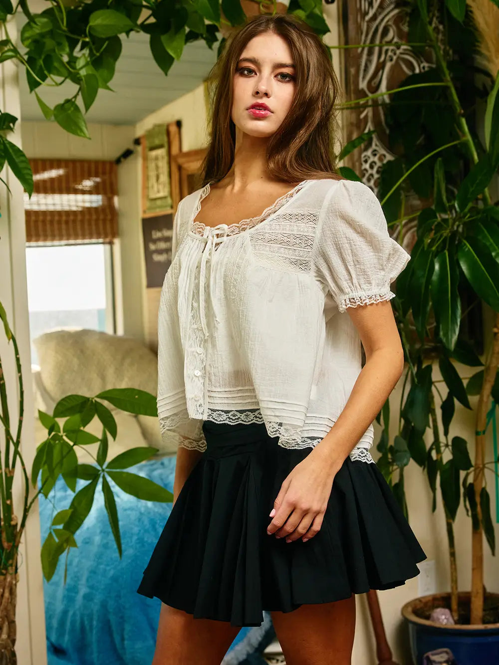 Rosalie Lace Trim Blouse