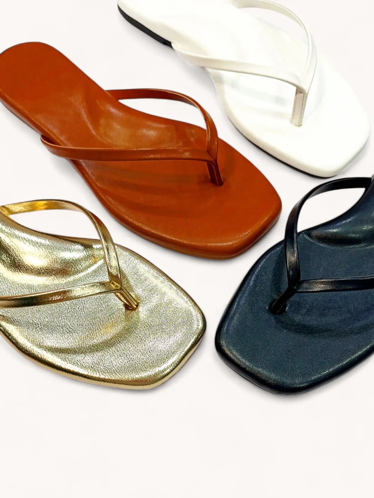 Square-Toe Flip Flop Sandals