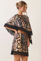 The Leopard Fringe Poncho Top