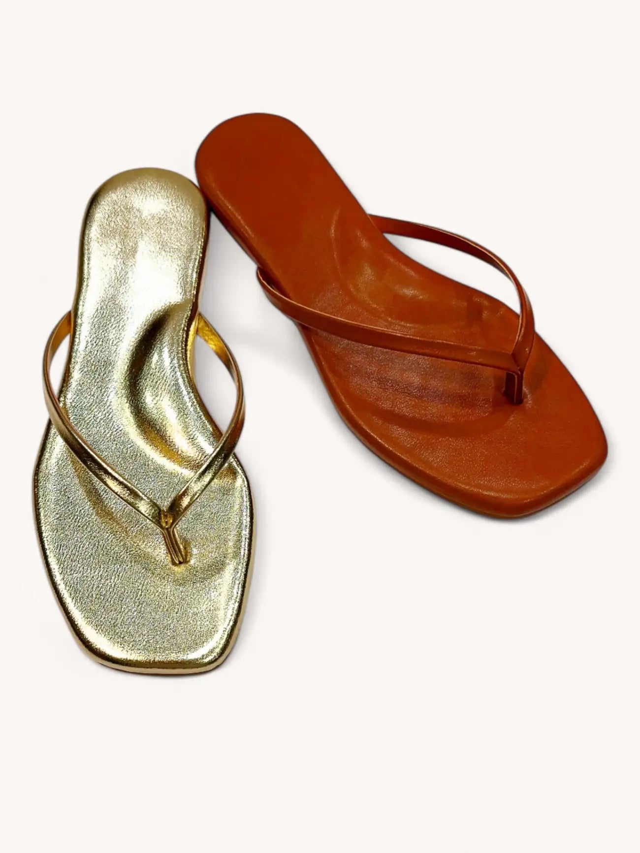 Square-Toe Flip Flop Sandals