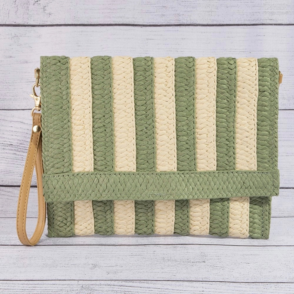 Tori Two-Tone Striped Clutch