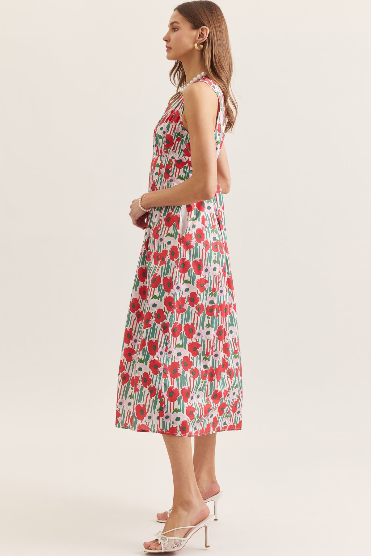 Poppy Front Zip Midi Dress