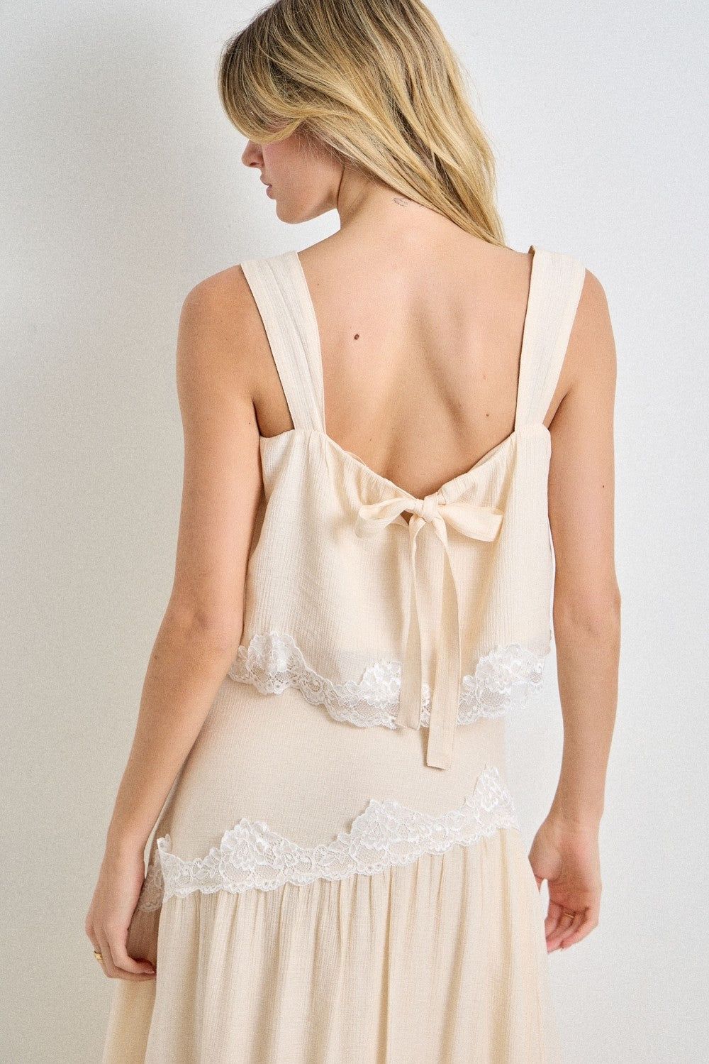 Lace Detail Back Tie Cami