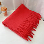 2+ Solid Color Tassel Mohair Scarves