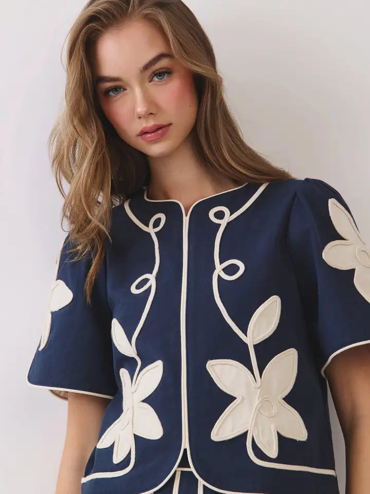 Lena Floral Appliqué Top