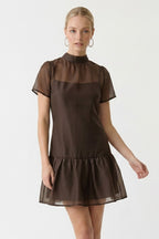 Anna Mock Neck Mini Dress