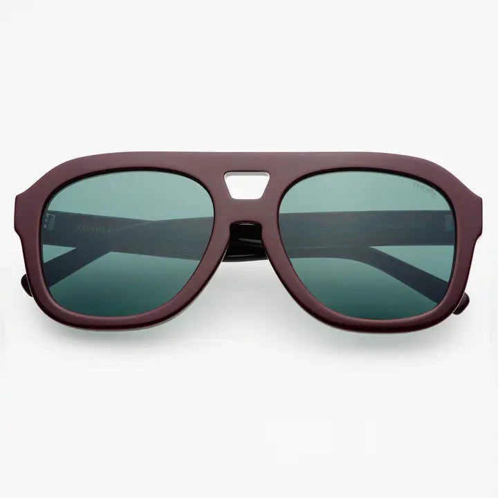 Voyager Oversized Aviator Sunglasses - Burgundy