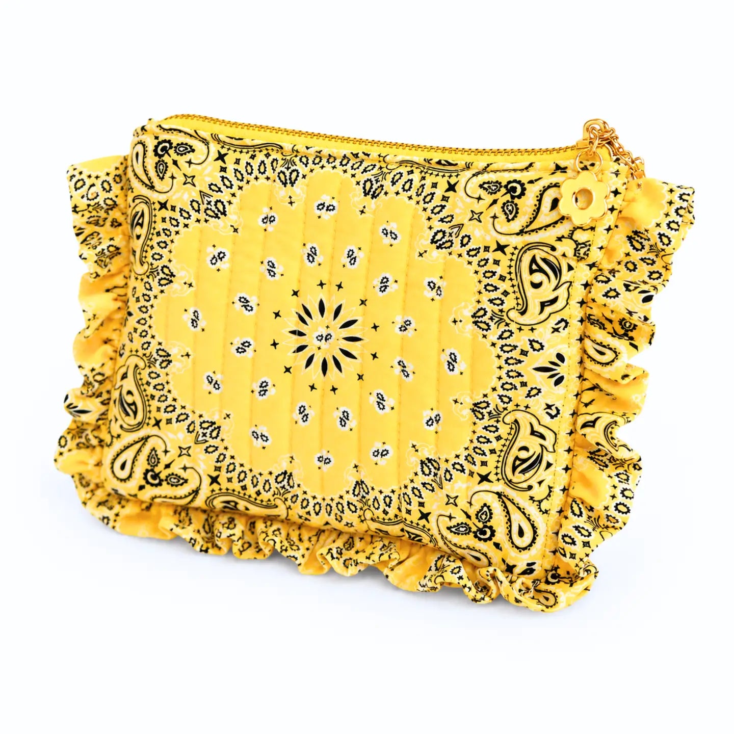 Bandana Ruffle Quilted Cosmetic Pouch