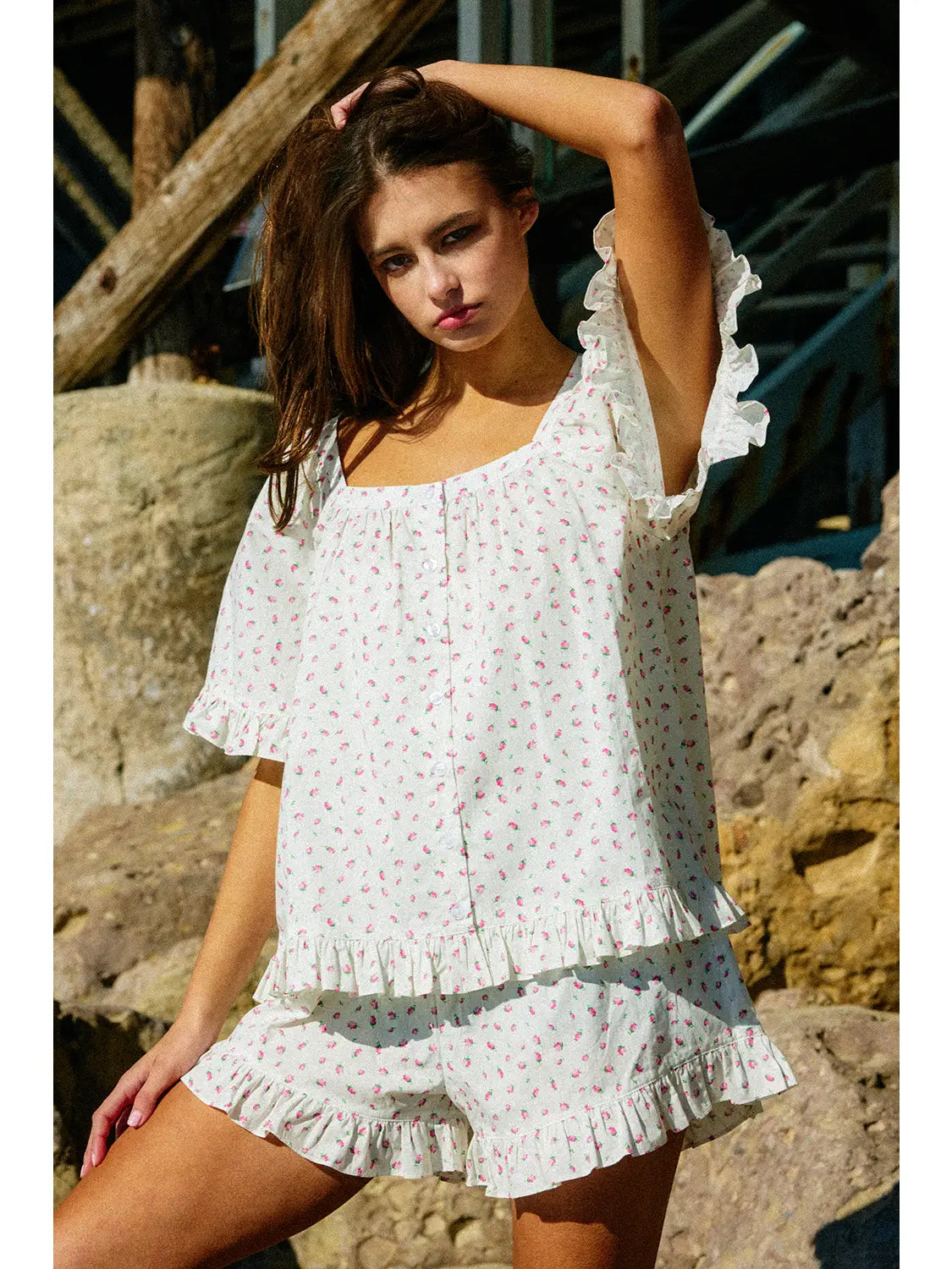 Yvette Floral Ruffle Top