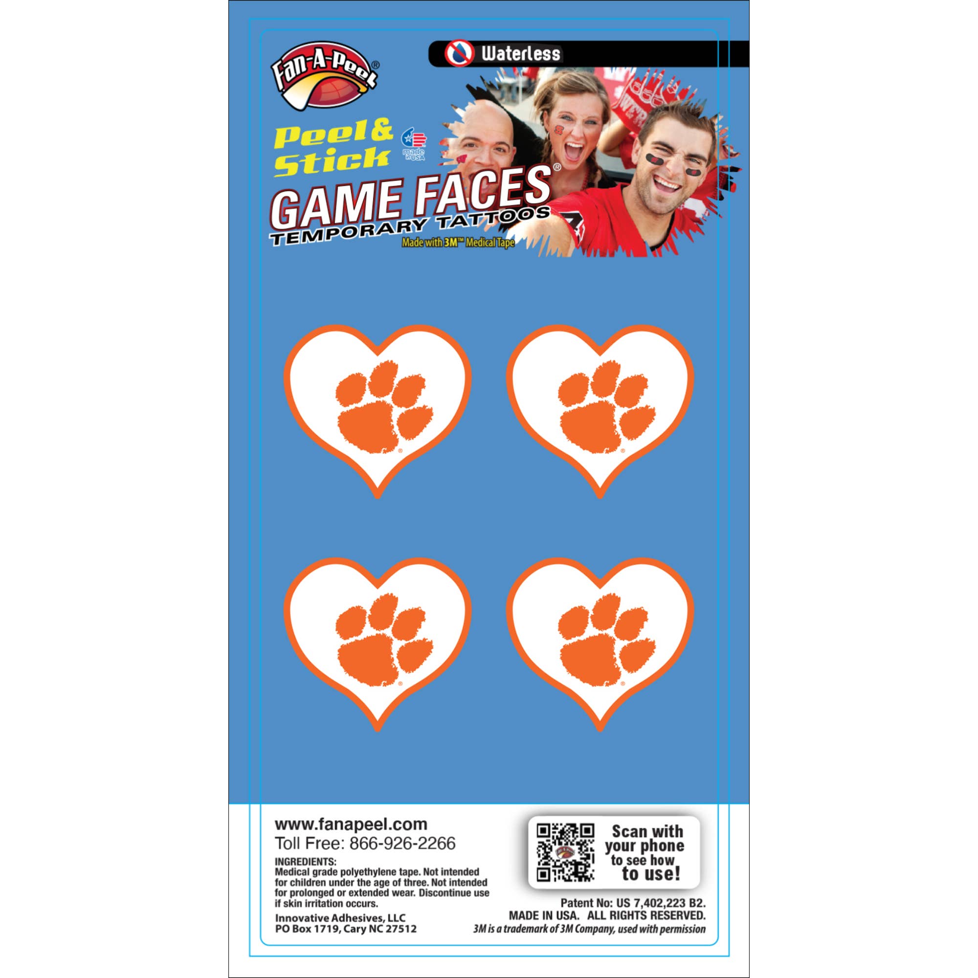 Clemson Game Faces® Temporary Tattoos