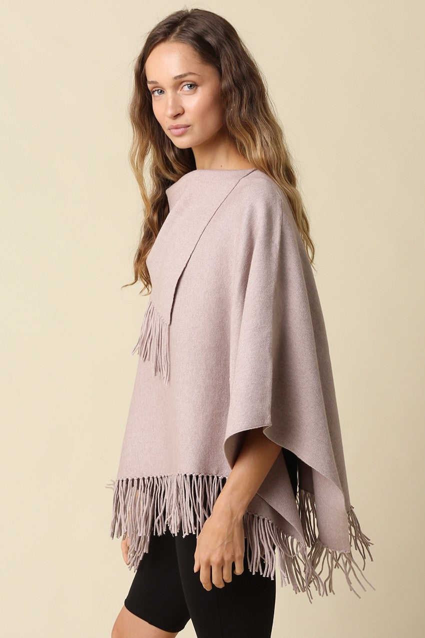 The Sophie Asymmetrical Fringe Poncho