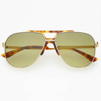 Logan Acetate Aviator Sunglasses - Gold/Fade Green
