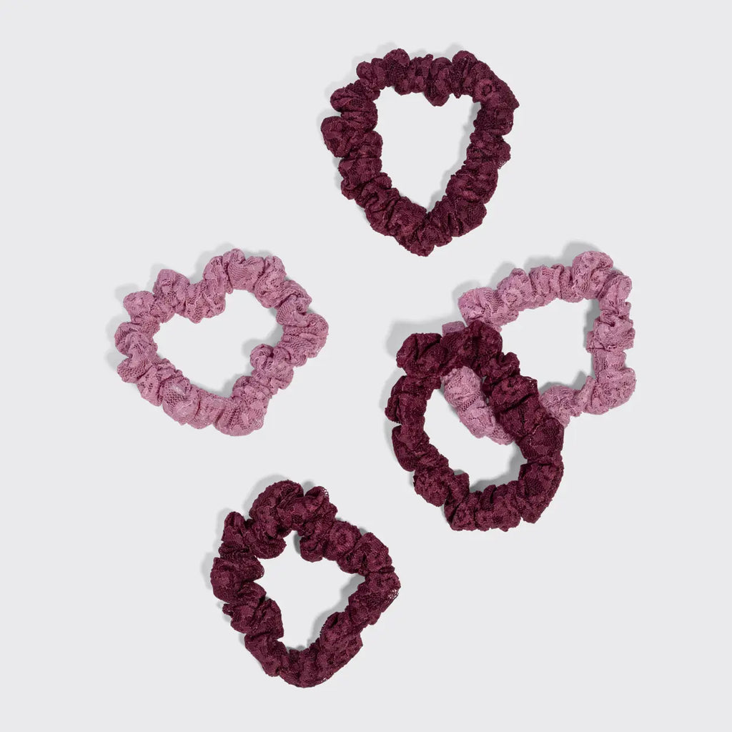 Ruched Lace Scrunchies 5pc Set