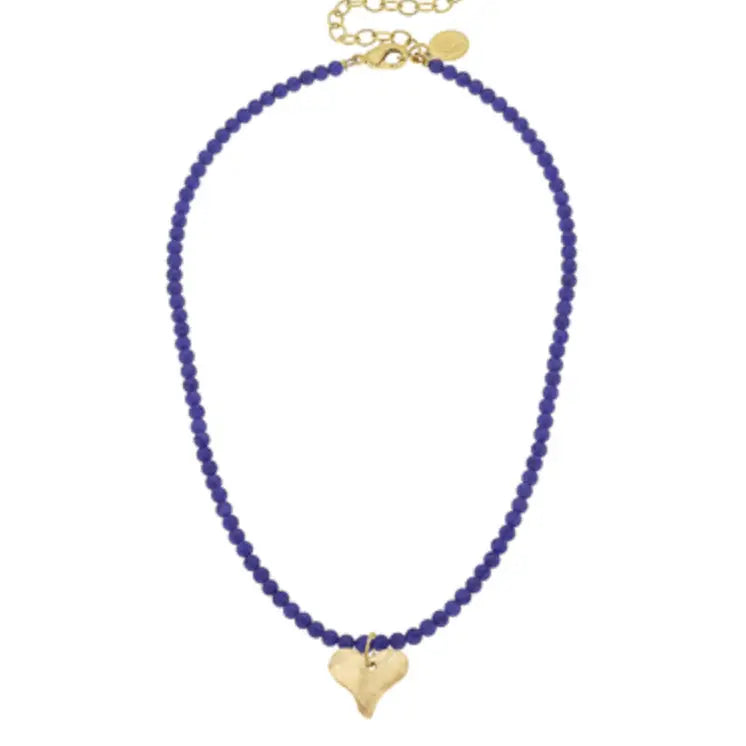 Gold Heart On Beaded Necklace