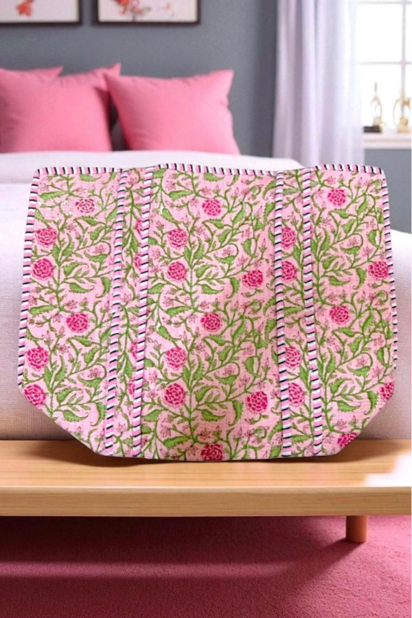 Claire Pink Floral Patterned Tote Bag