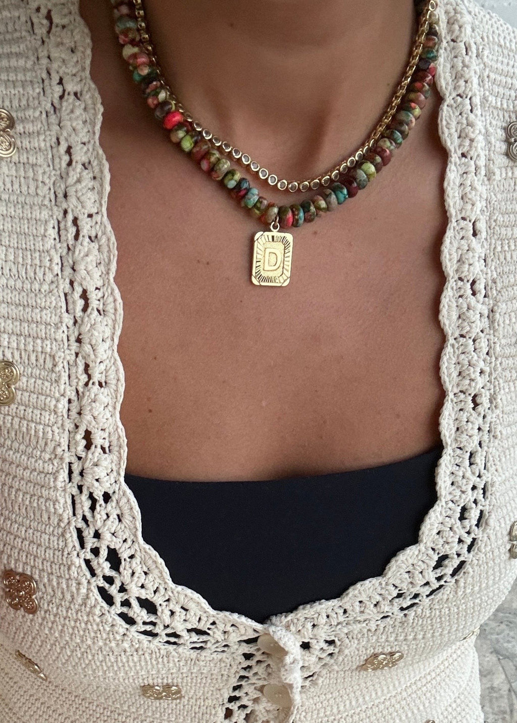 Watercolor Initial Card Necklace