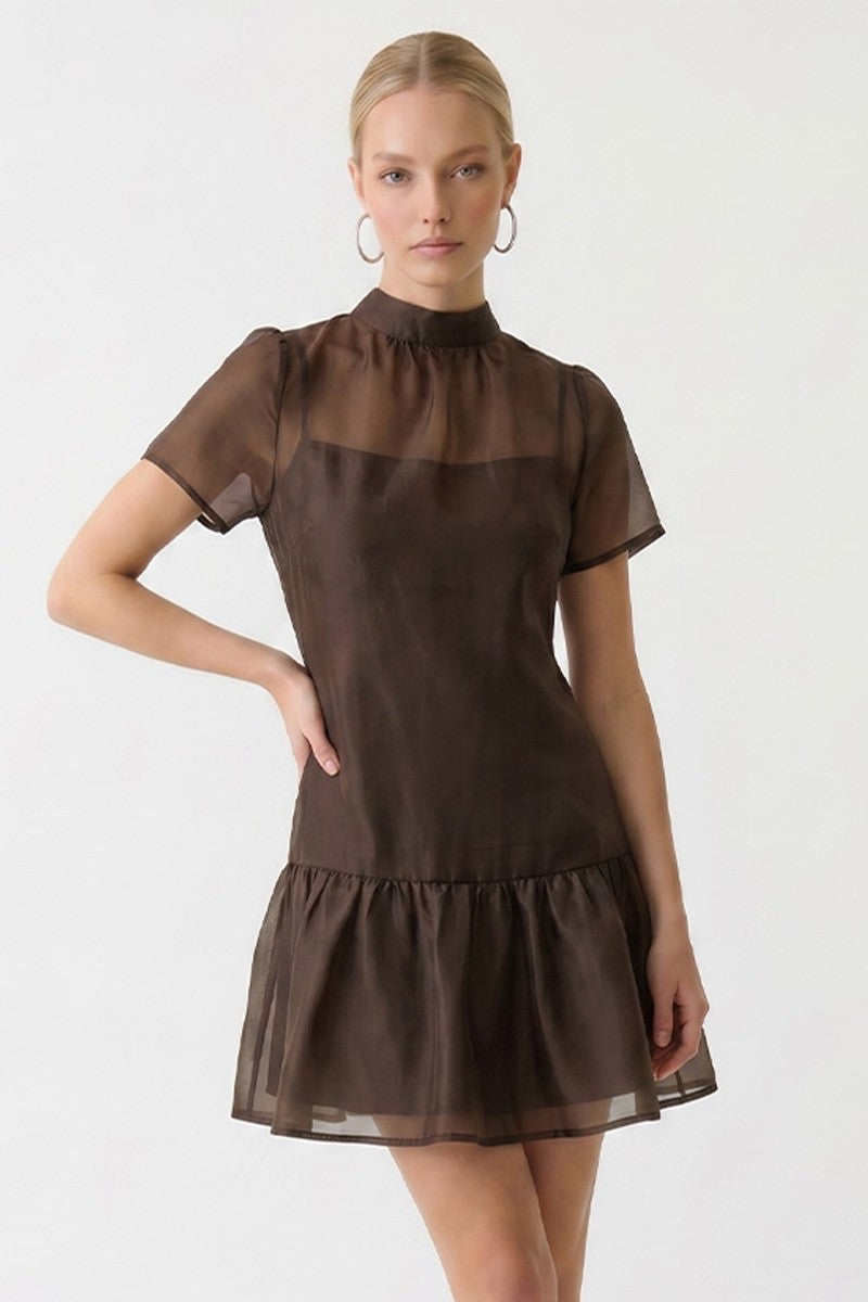 Anna Mock Neck Mini Dress